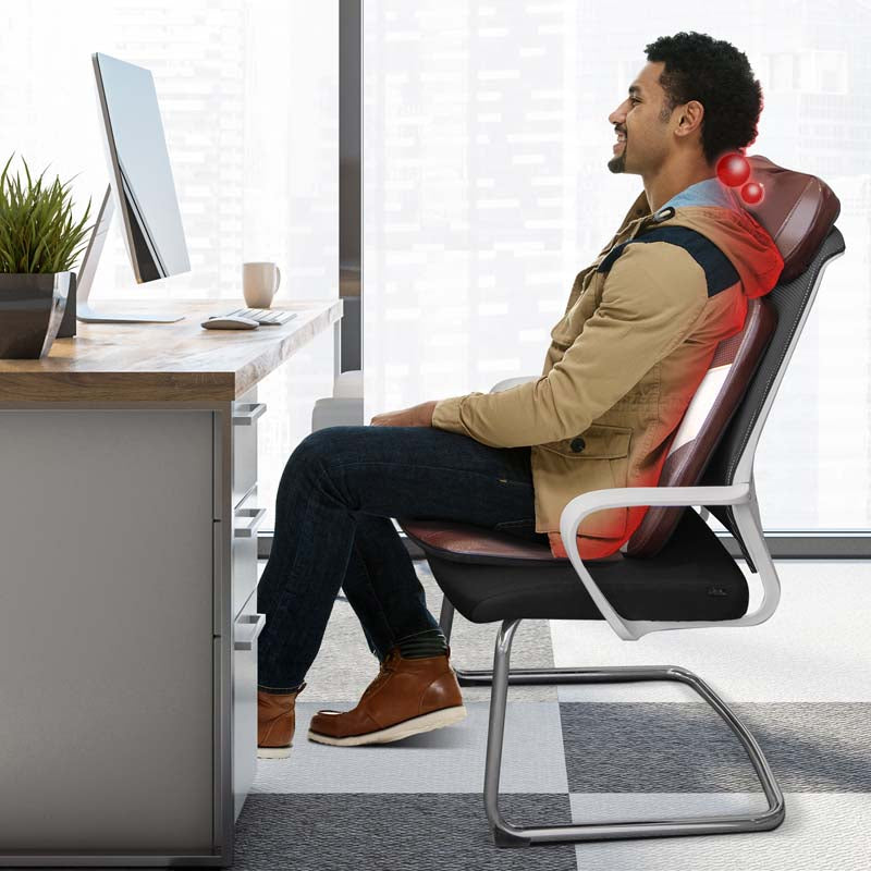 Neck & Back Massager Chair Pad with Adjustable Pillow & 3 Speeds, Rolling Shiatsu Massage Seat Cushion for Car Office Home