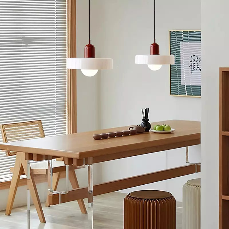 Bauhaus Pendant Light | Colored Glass, Adjustable Height & Ideal for Dining Rooms and Modern Interiors
