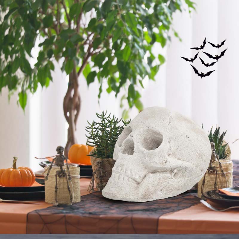Halloween Fire Pit Skull Ceramic, Fireproof Human Skull Fire Pit Stones, Reusable Fire Pit Skull Shaped Halloween Decoration