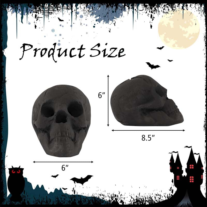 Halloween Fire Pit Skull Ceramic, Fireproof Human Skull Fire Pit Stones, Reusable Fire Pit Skull Shaped Halloween Decoration
