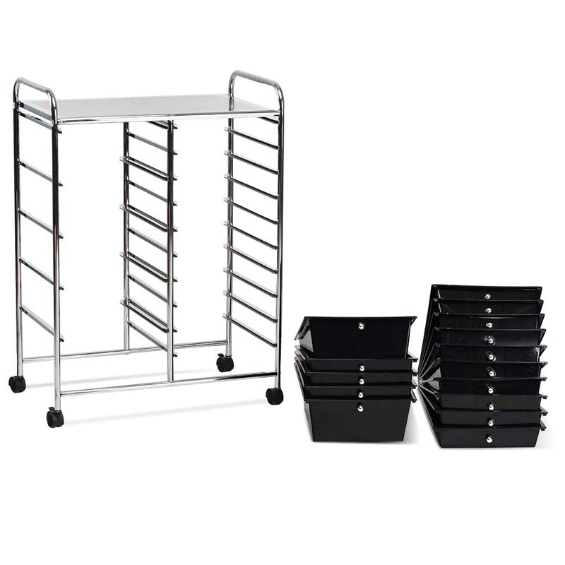 15-Drawer Storage Drawer Cart Tools Scrapbook Paper Organizer Cart Office School Utility Cart Rolling Storage Cart with Wheels