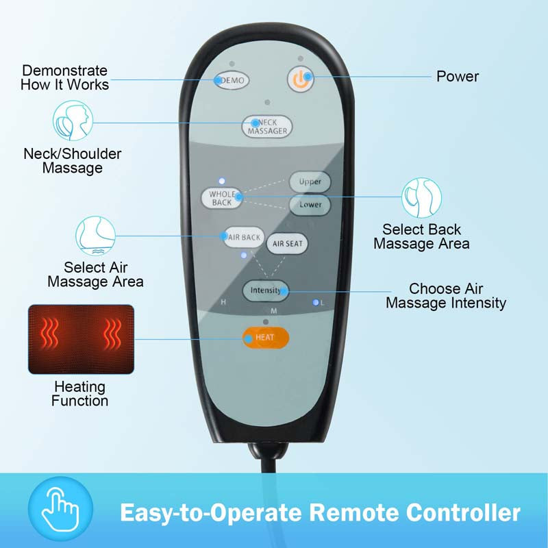 Electric Massage Chair Cushion Shiatsu Full Back Massager Neck Massage Pad with Heat, Car Seat Massager for Home Office