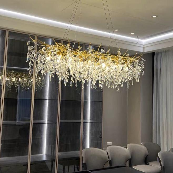 French Style Crystal Chandelier with Branch Design for Living Room & Dining Room Lighting