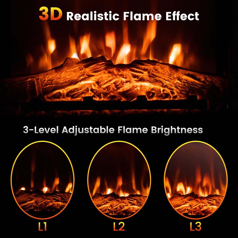 32" Solid Electric Fireplace with Mantel, 1400W Freestanding Mantel Fireplace Heater with Remote Control, Thermostat, 6H Timer