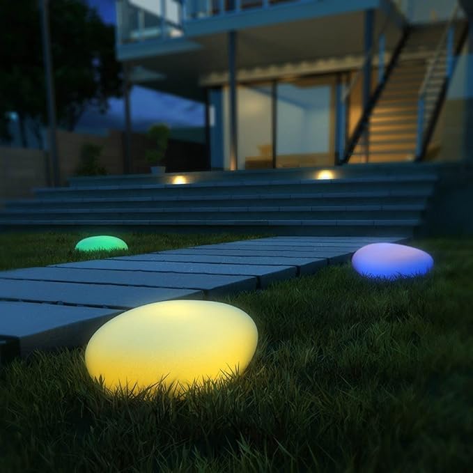 Cobblestone LED Garden Light Fixture - Solar-Powered Outdoor Lighting for Pathways & Landscapes