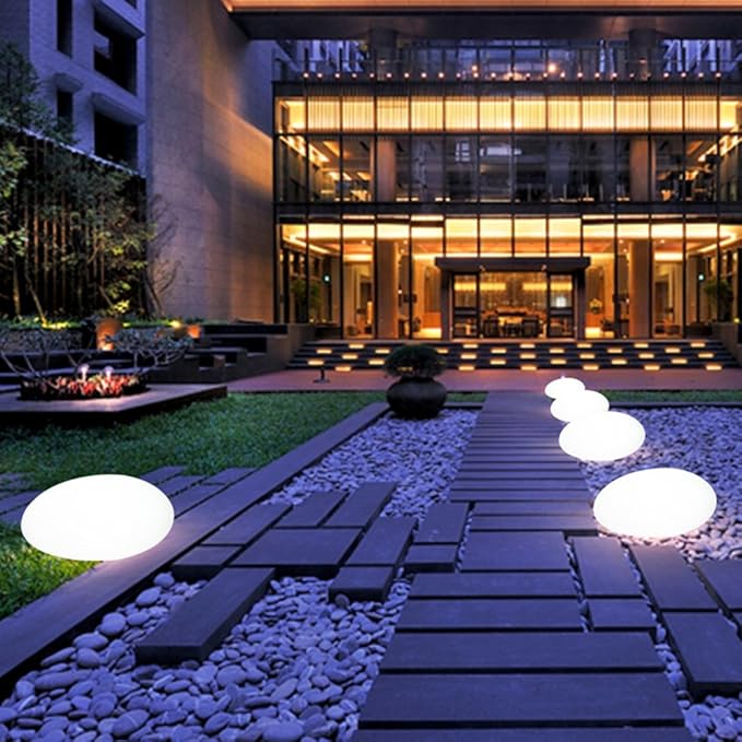 Cobblestone LED Garden Light Fixture - Solar-Powered Outdoor Lighting for Pathways & Landscapes