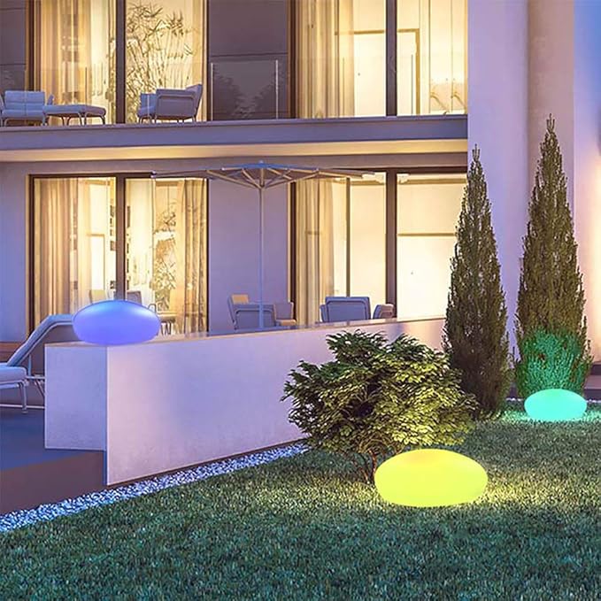 Cobblestone LED Garden Light Fixture - Solar-Powered Outdoor Lighting for Pathways & Landscapes
