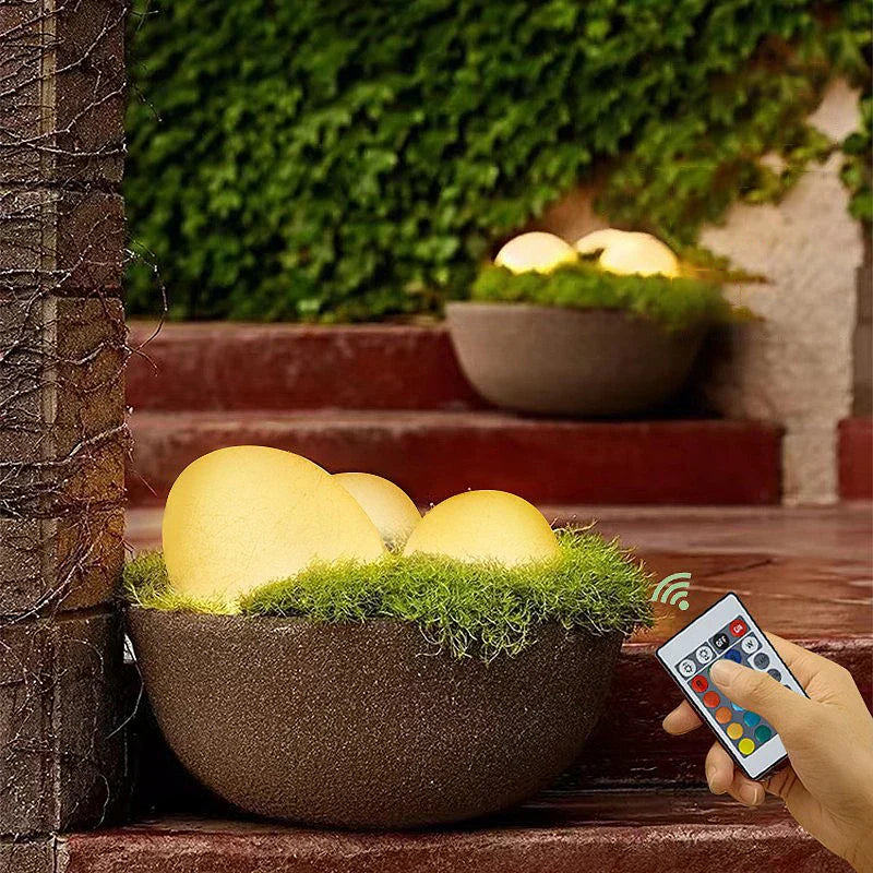 Cobblestone LED Garden Light Fixture - Solar-Powered Outdoor Lighting for Pathways & Landscapes