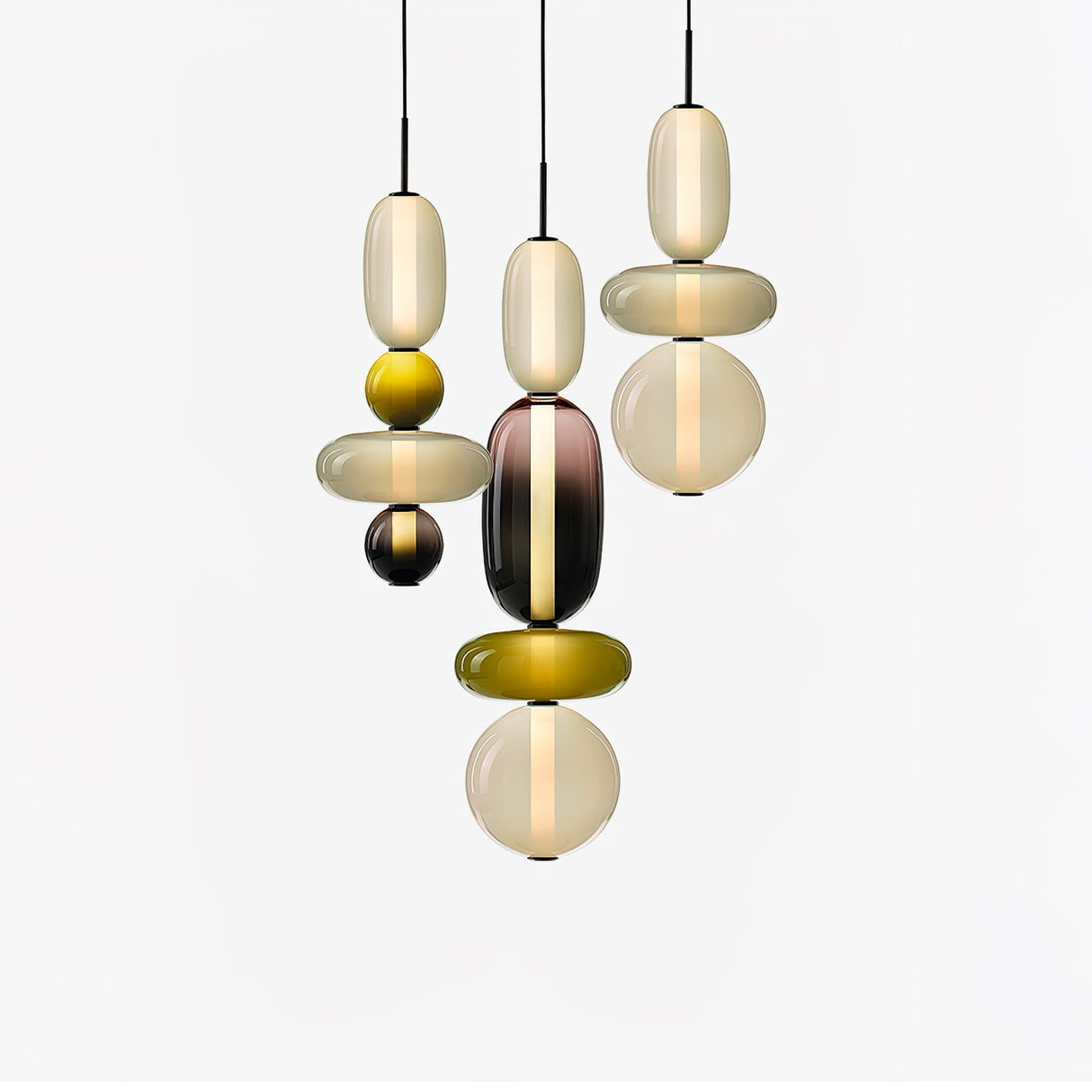 Glass Pendant Light Fixture with Candied Finish for Kitchen Island & Dining Room Lighting