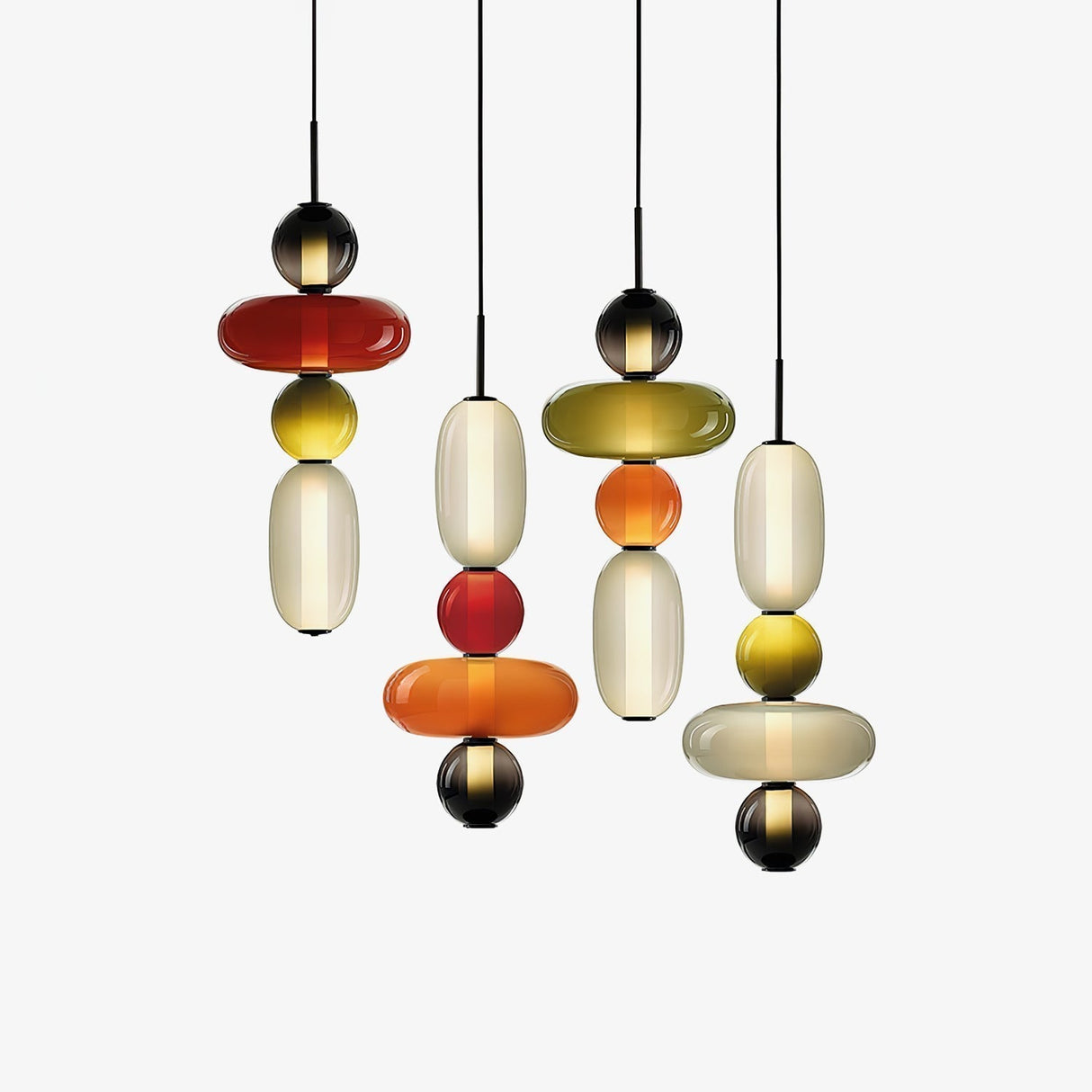 Glass Pendant Light Fixture with Candied Finish for Kitchen Island & Dining Room Lighting
