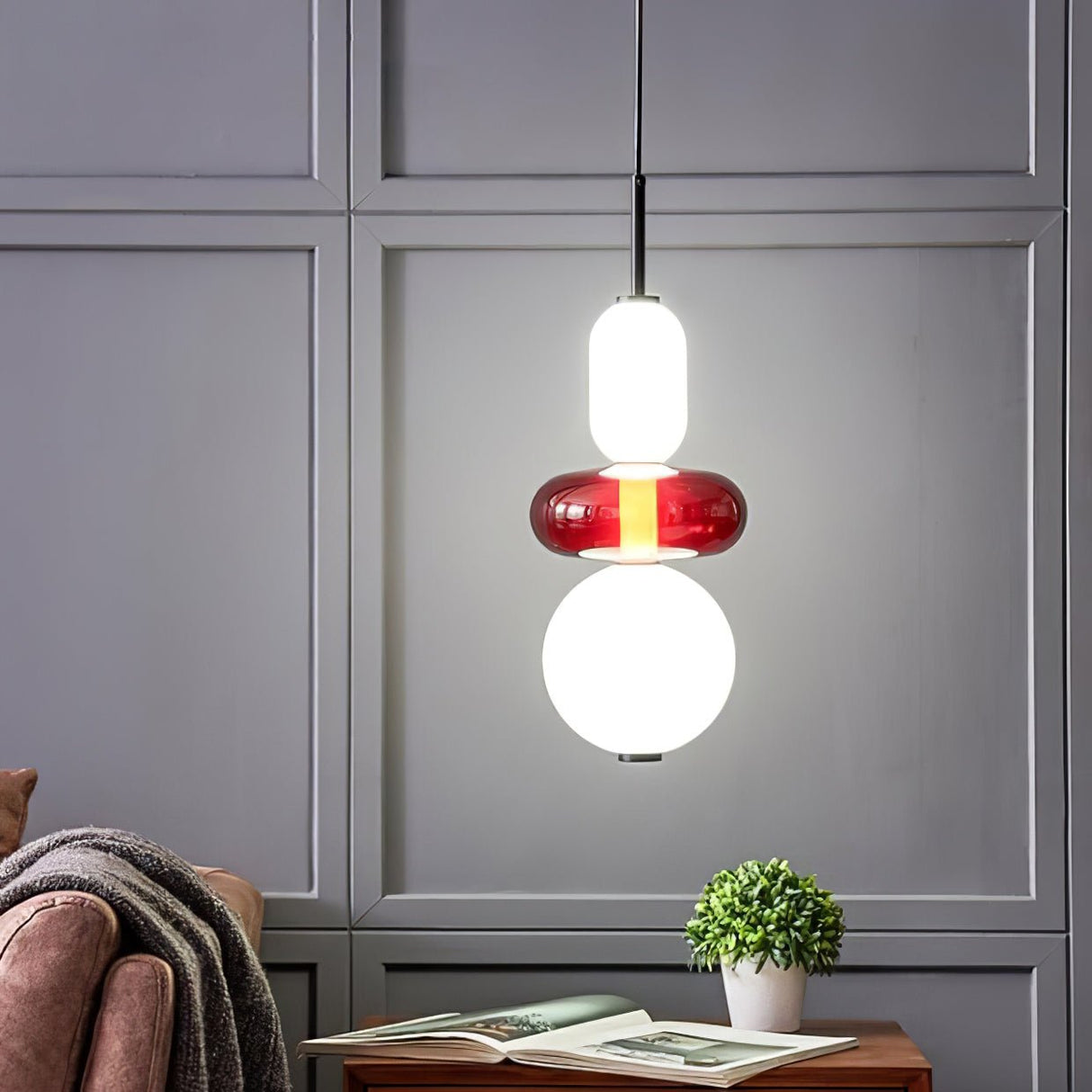 Glass Pendant Light Fixture with Candied Finish for Kitchen Island & Dining Room Lighting