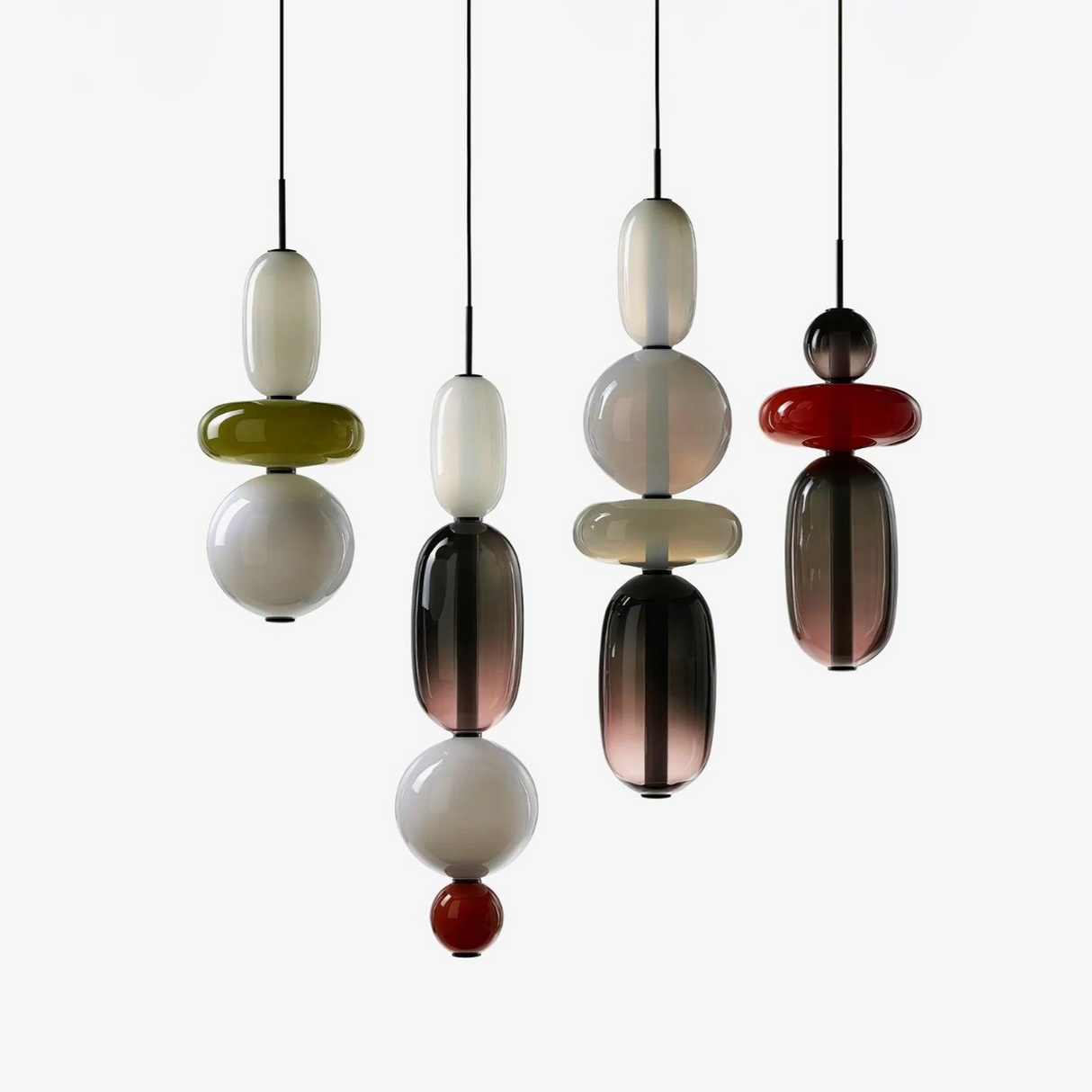 Glass Pendant Light Fixture with Candied Finish for Kitchen Island & Dining Room Lighting