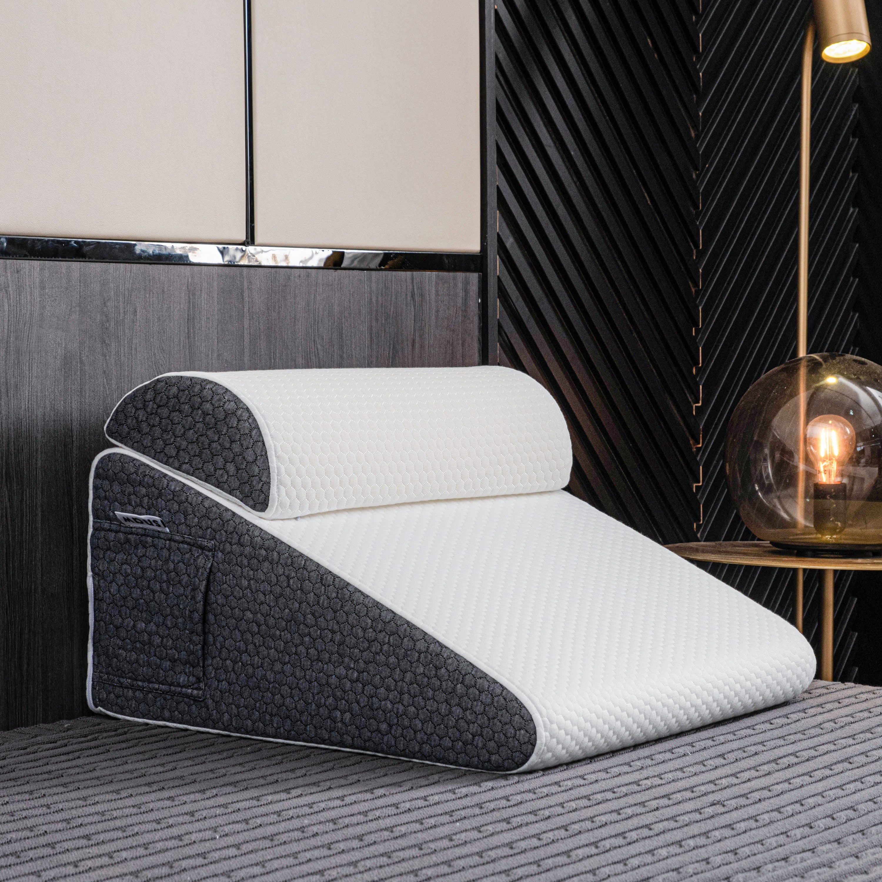 Inclined Reflux Wedge Support Pillow | Memory Foam, Hypoallergenic & Ideal for Back and Side Sleepers