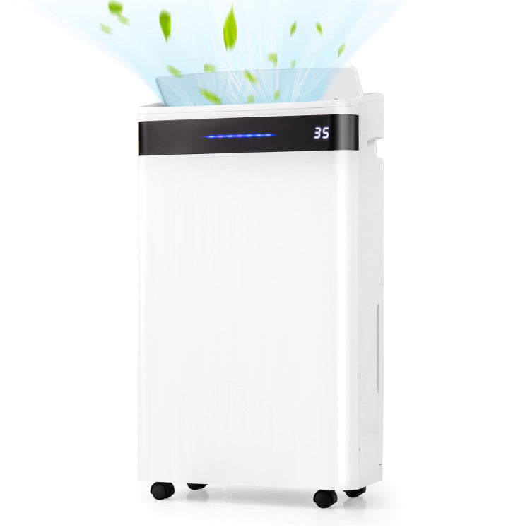 57 Pint Dehumidifier for Home & Basement, 4500 Sq. Ft Portable Dehumidifier with 12" Auto Drain Hose, 3-Color Indicator & Dry Clothes Mode