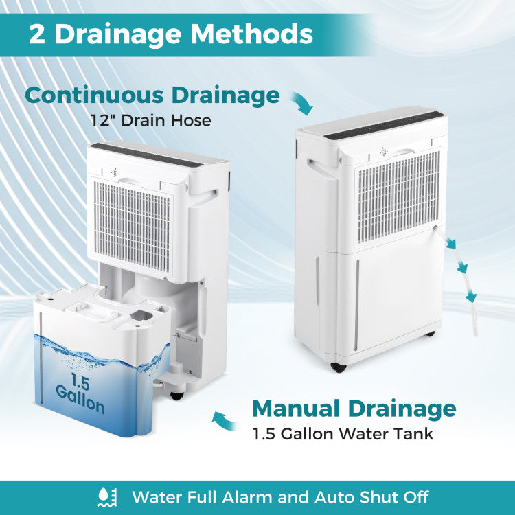 57 Pint Dehumidifier for Home & Basement, 4500 Sq. Ft Portable Dehumidifier with 12" Auto Drain Hose, 3-Color Indicator & Dry Clothes Mode