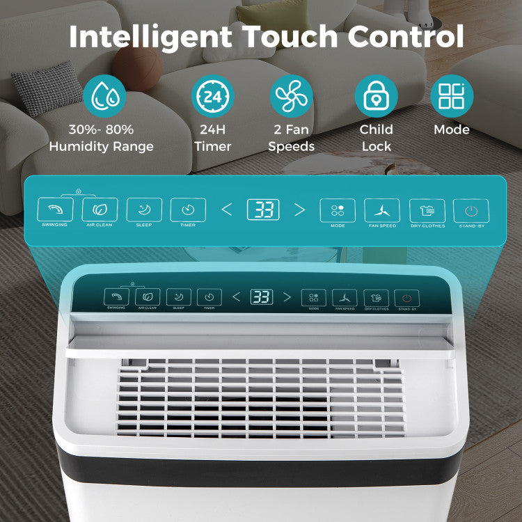 57 Pint Dehumidifier for Home & Basement, 4500 Sq. Ft Portable Dehumidifier with 12" Auto Drain Hose, 3-Color Indicator & Dry Clothes Mode