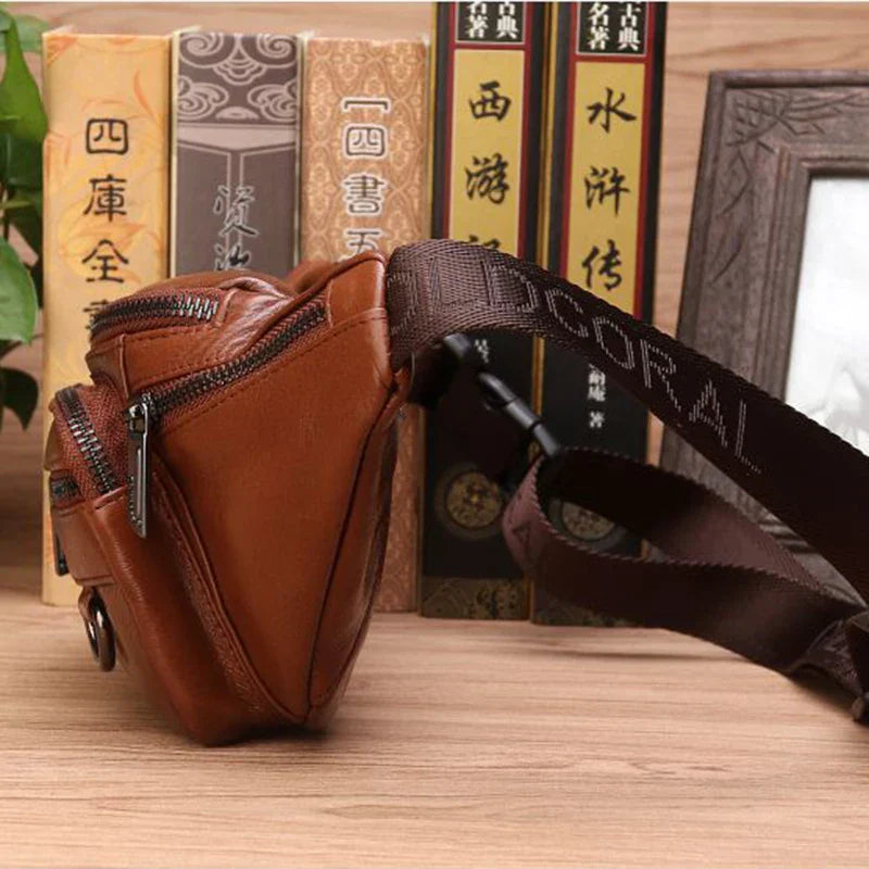 Genuine Leather Fanny Pack | Large Capacity, Robust Design & Versatile for Travel and Outdoor Activities