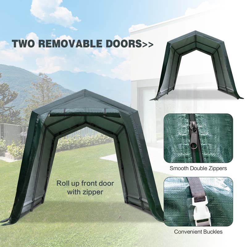 10 x 10 FT Outdoor Patio Steel Carport Canopy Tent Storage Shelter Garage Shed for Motorcycle ATV Car Bike
