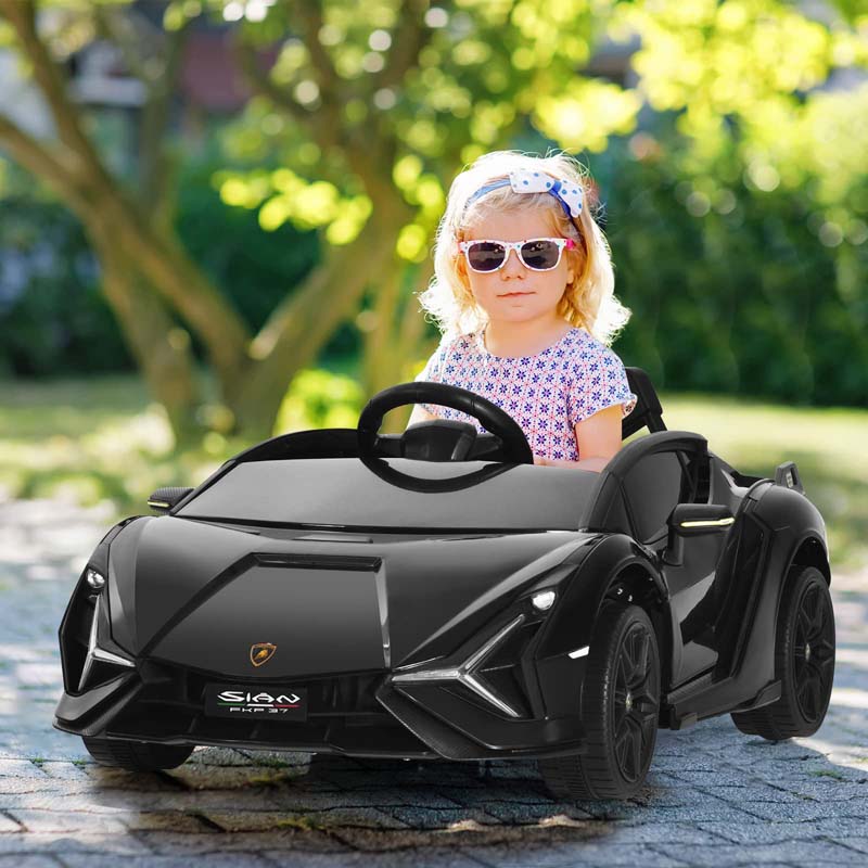 12V Licensed Lamborghini Sian FKP 37 Kids Ride-On Car with Remote, Electric Toy Roadster Carbon Fiber Textured for Toddler