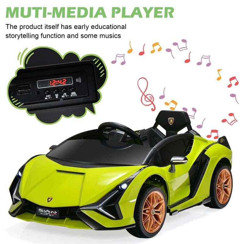 12V Licensed Lamborghini Sian FKP 37 Kids Ride-On Car with Remote, Electric Toy Roadster Carbon Fiber Textured for Toddler