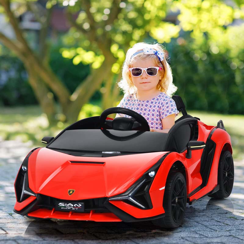 12V Licensed Lamborghini Sian FKP 37 Kids Ride-On Car with Remote, Electric Toy Roadster Carbon Fiber Textured for Toddler