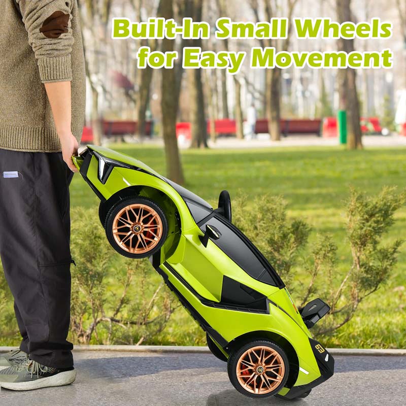 12V Licensed Lamborghini Sian FKP 37 Kids Ride-On Car with Remote, Electric Toy Roadster Carbon Fiber Textured for Toddler