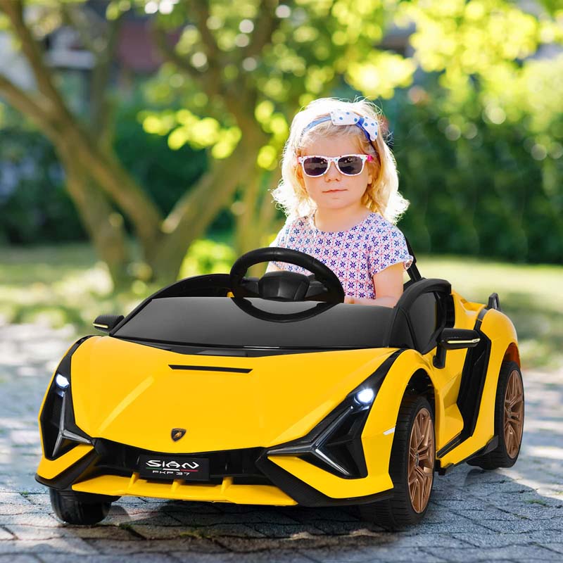 12V Licensed Lamborghini Sian FKP 37 Kids Ride-On Car with Remote, Electric Toy Roadster Carbon Fiber Textured for Toddler