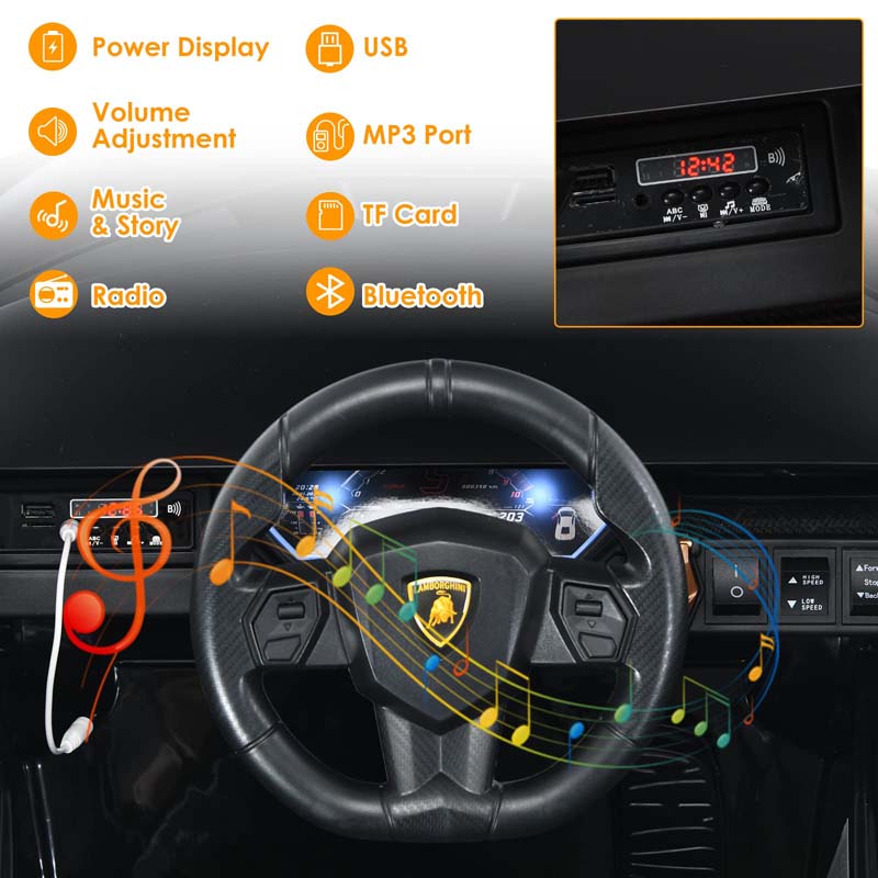 12V Licensed Lamborghini Sian FKP 37 Kids Ride-On Car with Remote, Electric Toy Roadster Carbon Fiber Textured for Toddler