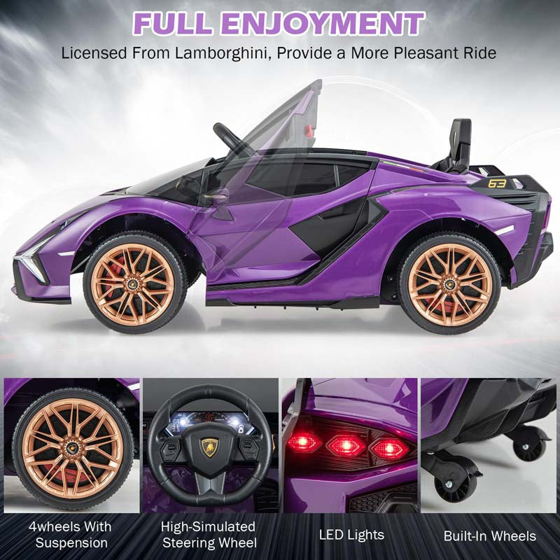 12V Licensed Lamborghini Sian FKP 37 Kids Ride-On Car with Remote, Electric Toy Roadster Carbon Fiber Textured for Toddler