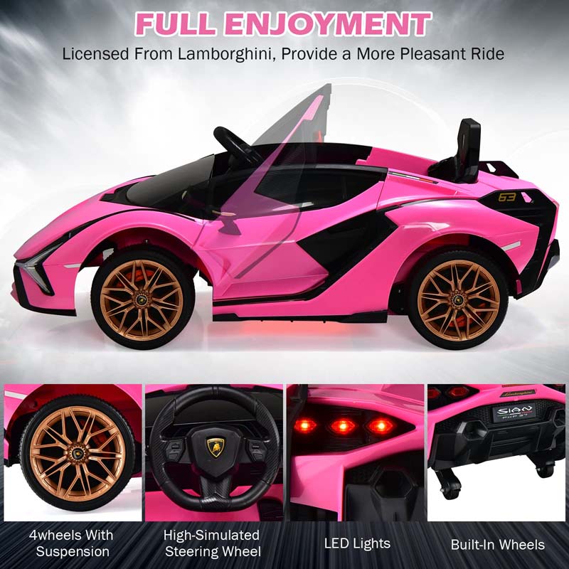 12V Licensed Lamborghini Sian FKP 37 Kids Ride-On Car with Remote, Electric Toy Roadster Carbon Fiber Textured for Toddler