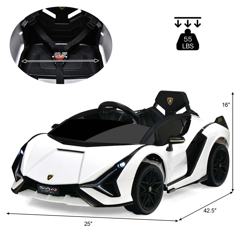 12V Licensed Lamborghini Sian FKP 37 Kids Ride-On Car with Remote, Electric Toy Roadster Carbon Fiber Textured for Toddler
