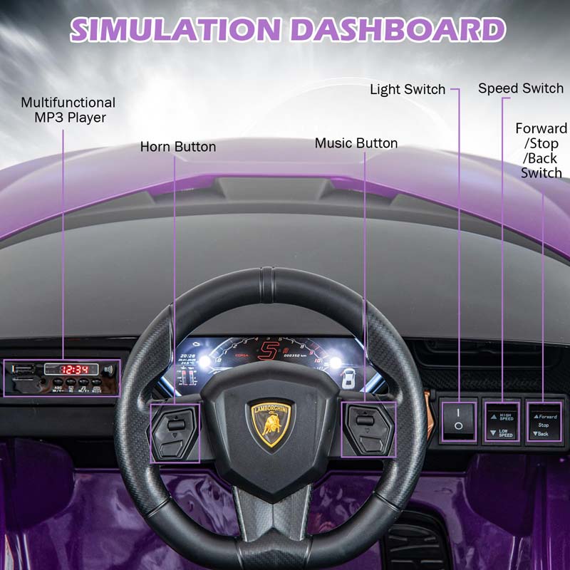 12V Licensed Lamborghini Sian FKP 37 Kids Ride-On Car with Remote, Electric Toy Roadster Carbon Fiber Textured for Toddler