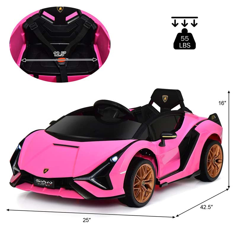 12V Licensed Lamborghini Sian FKP 37 Kids Ride-On Car with Remote, Electric Toy Roadster Carbon Fiber Textured for Toddler