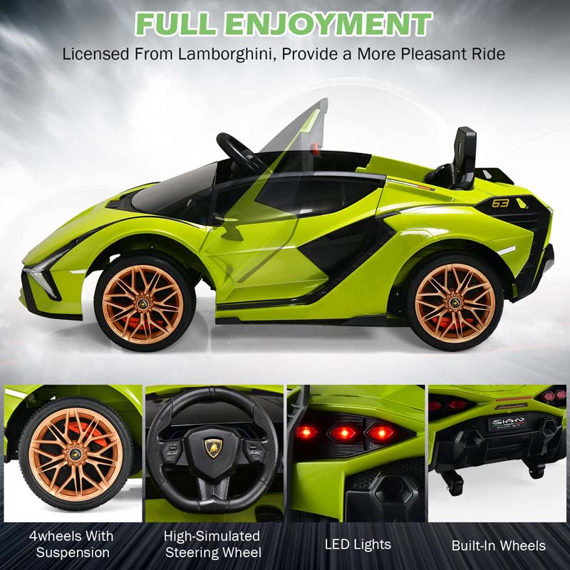 12V Licensed Lamborghini Sian FKP 37 Kids Ride-On Car with Remote, Electric Toy Roadster Carbon Fiber Textured for Toddler