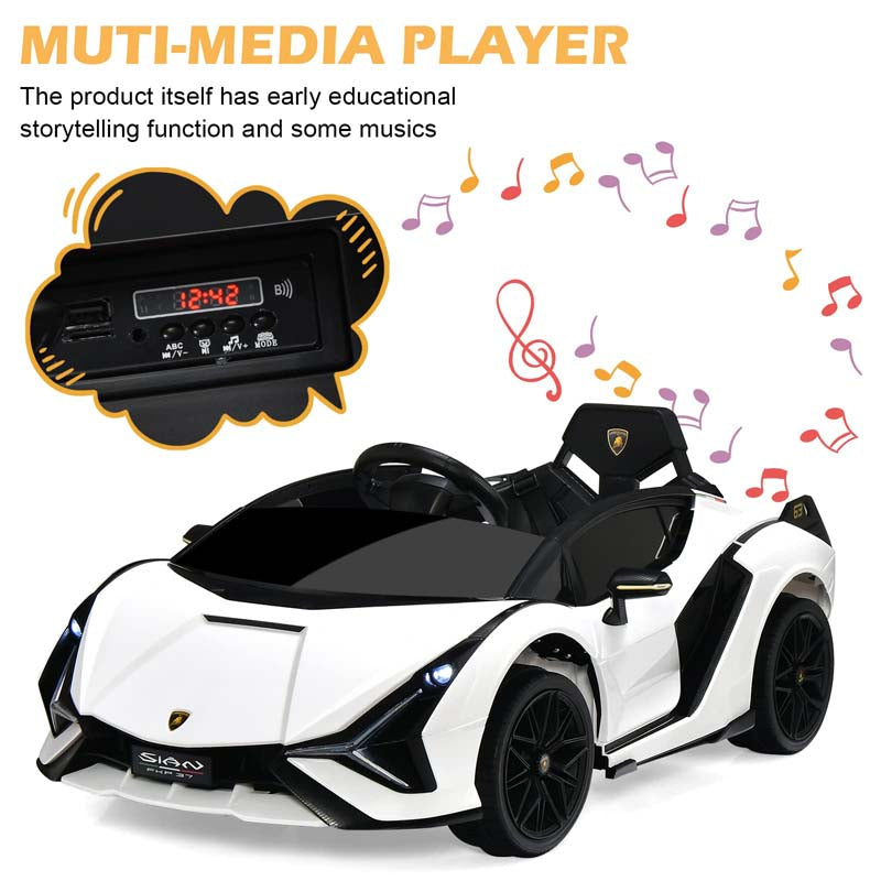 12V Licensed Lamborghini Sian FKP 37 Kids Ride-On Car with Remote, Electric Toy Roadster Carbon Fiber Textured for Toddler