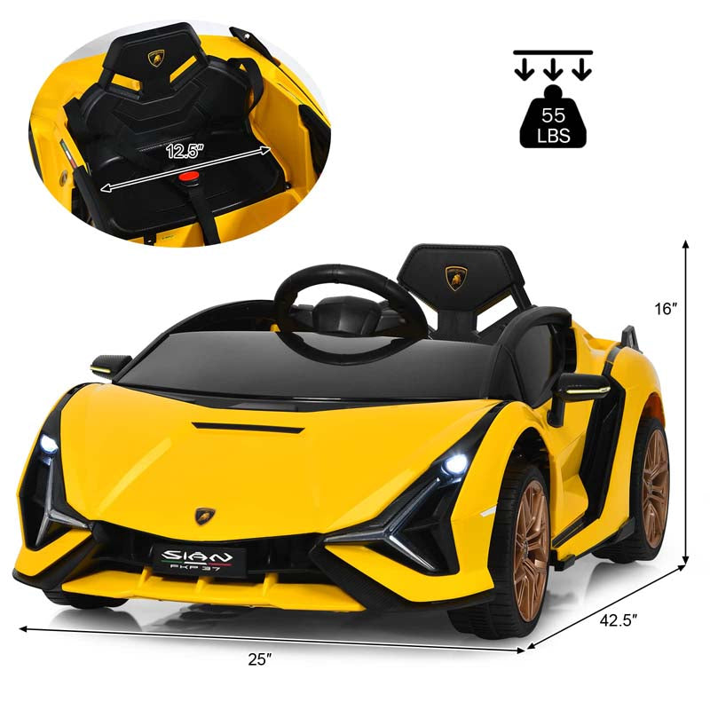 12V Licensed Lamborghini Sian FKP 37 Kids Ride-On Car with Remote, Electric Toy Roadster Carbon Fiber Textured for Toddler