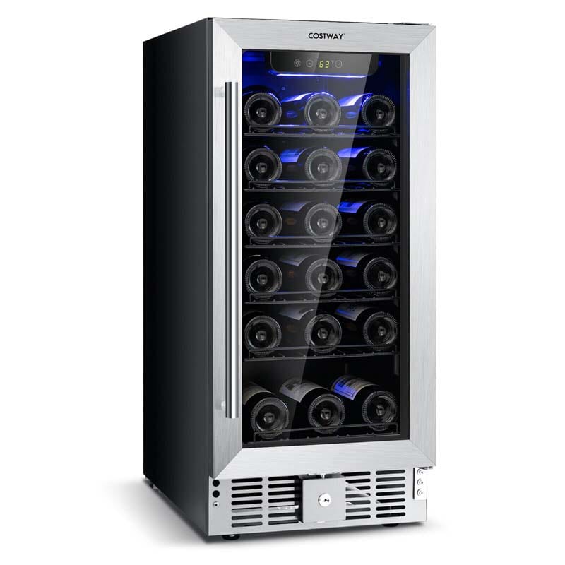 15" 2-in-1 Wine Beverage Cooler Refrigerator Wine Cellar Built-in or Freestanding 30-Bottle Wine Fridge