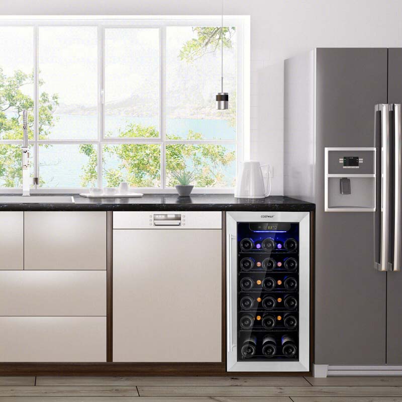 15" 2-in-1 Wine Beverage Cooler Refrigerator Wine Cellar Built-in or Freestanding 30-Bottle Wine Fridge