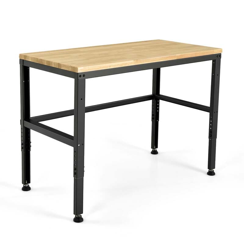 48" Adjustable Workbench Oak Wood Work Table 1760 LBS Heavy-Duty Workstation for Garage Workshop