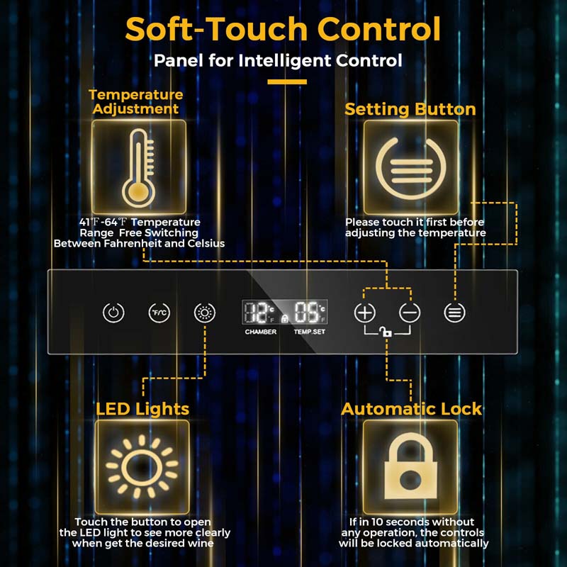 20" 21-Bottle Wine Cooler Refrigerator Countertop Wine Cellar with Beech Shelves & Anti-UV Glass Door