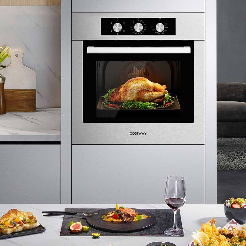 24" Single Wall Oven 2.47 Cu. Ft. 2300W Electric Built-in Oven with 5 Cooking Modes, Mechanical Knobs