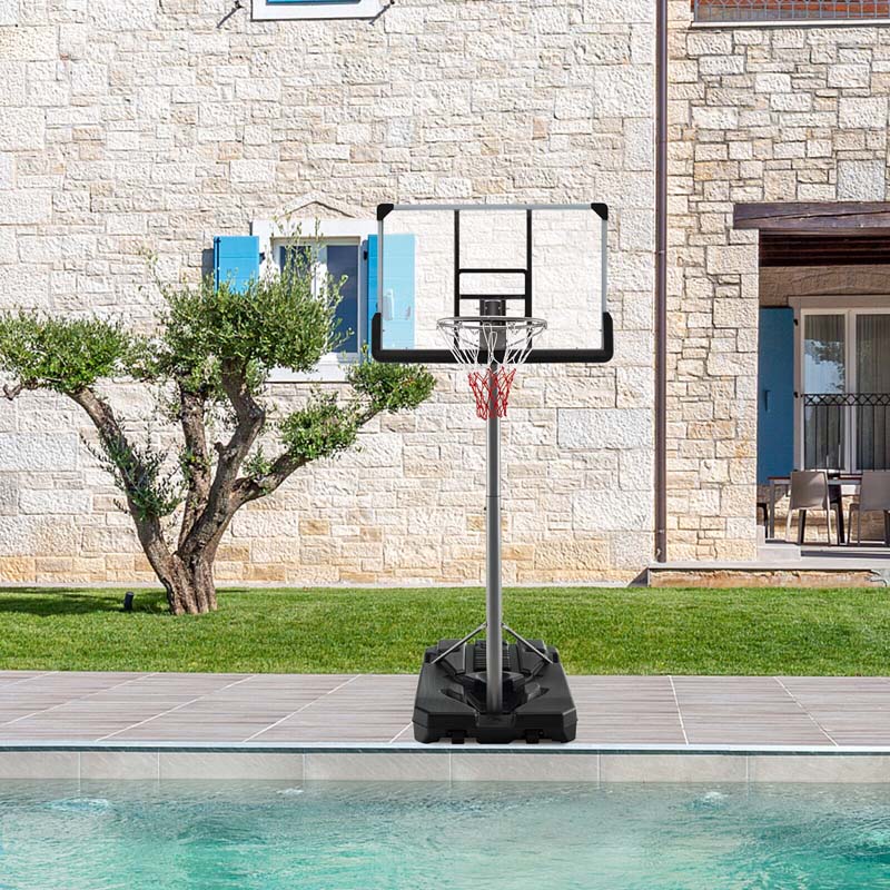 64"-79" Waterproof Portable Basketball Stand Poolside Basketball Hoop Goal System with 44" Backboard