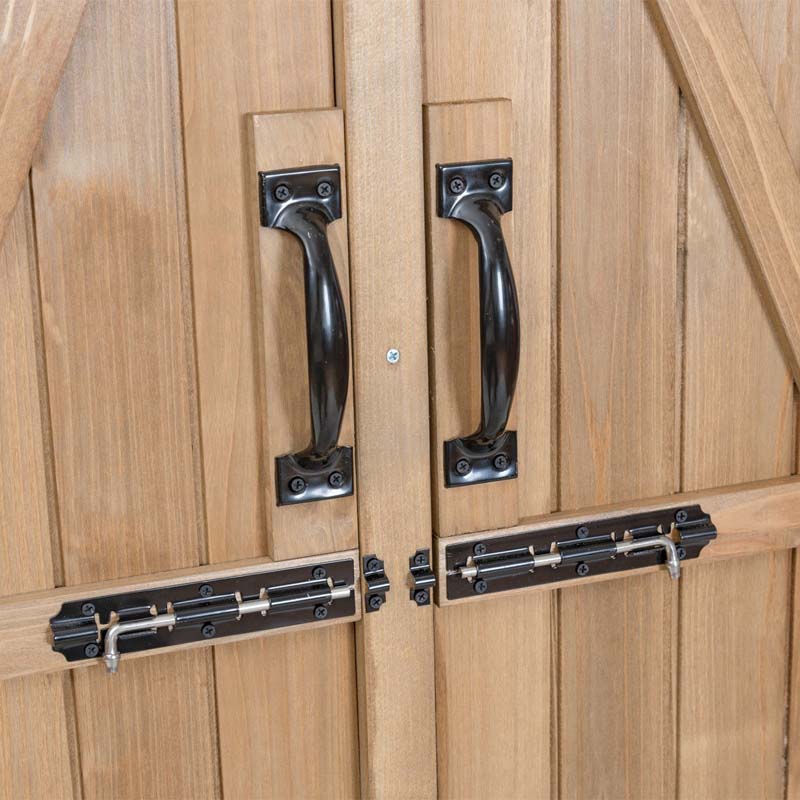 65" Wooden Storage Shed Outdoor Garden Tool Storage Cabinet with Lockable Doors