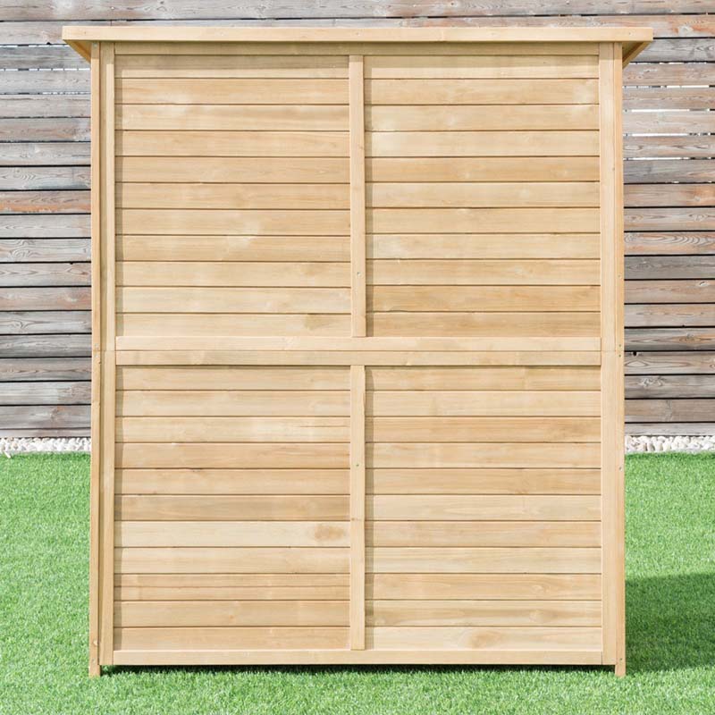 65" Wooden Storage Shed Outdoor Garden Tool Storage Cabinet with Lockable Doors