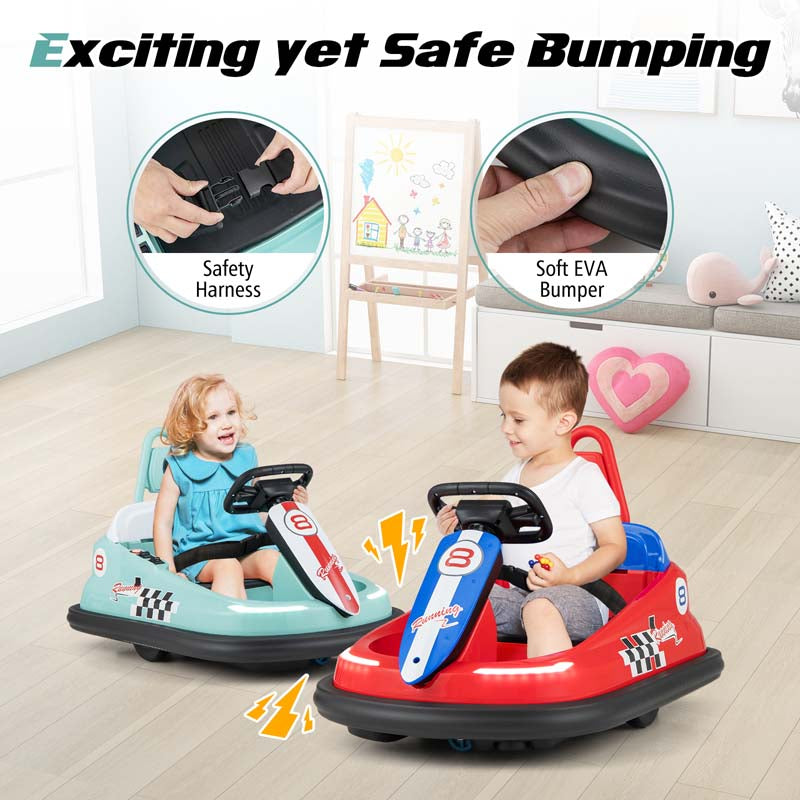 Toddler Ride on Bumper Car for Kids, 6V Electric Ride on Toy w/ 360° Spinning, Dual Motors, 2 Speeds, Music & LED Lights