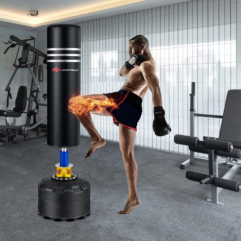 70" Freestanding Punching Bag 220lbs Heavy Boxing Bag with Gloves, Shock Absorber, 12 Suction Cup Base