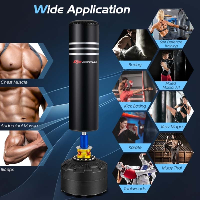 70" Freestanding Punching Bag 220lbs Heavy Boxing Bag with Gloves, Shock Absorber, 12 Suction Cup Base