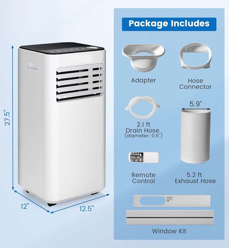 8000 BTU 3-in-1 Portable Air Conditioner with Dehumidifier/Fan/Cool/Sleep Mode, AC Unit for Room up to 250 Sq. Ft