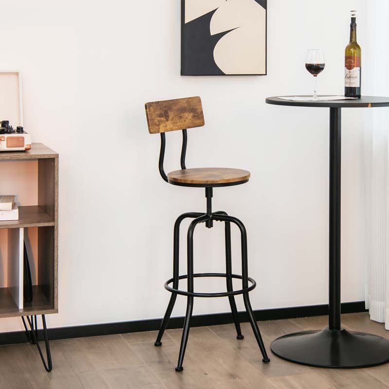 Set of 2 Industrial Vintage Swivel Bar Stools Counter Height Dining Chairs for Kitchen Pub Bistro