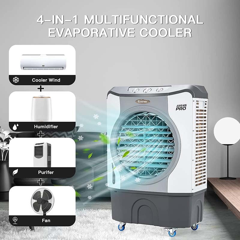 9740 CFM Portable Industrial Evaporative Cooler 4-in-1 Air Cooling Fan Humidifier Purifer with 45L Water Tank